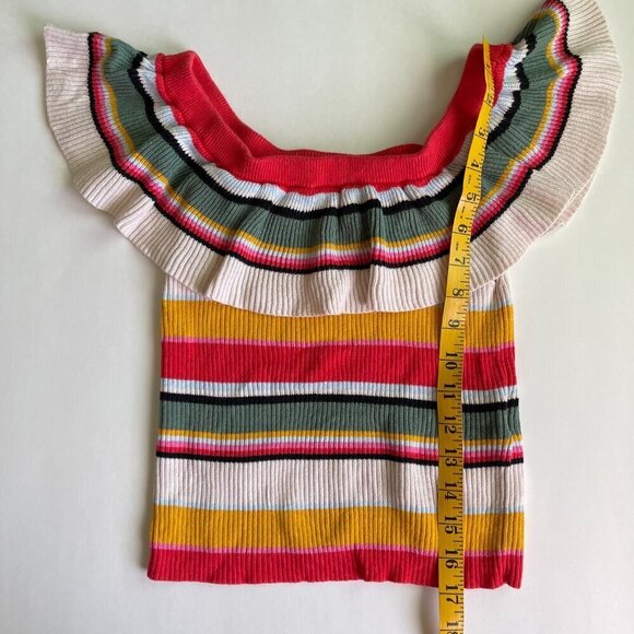 BillaBong Striped Stretch Ruffle Top Size SP - Picture 6 of 7